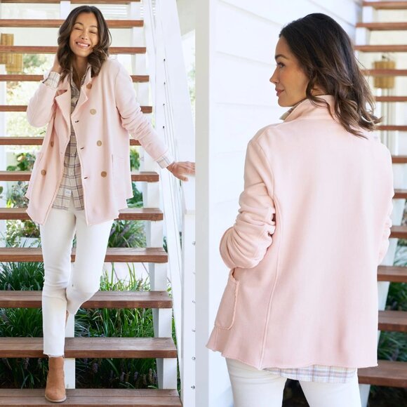 Frank & Eileen Belfast Vintage Rose Pink Triple Fleece Sweatshirt Peacoat Size S - Picture 1 of 10